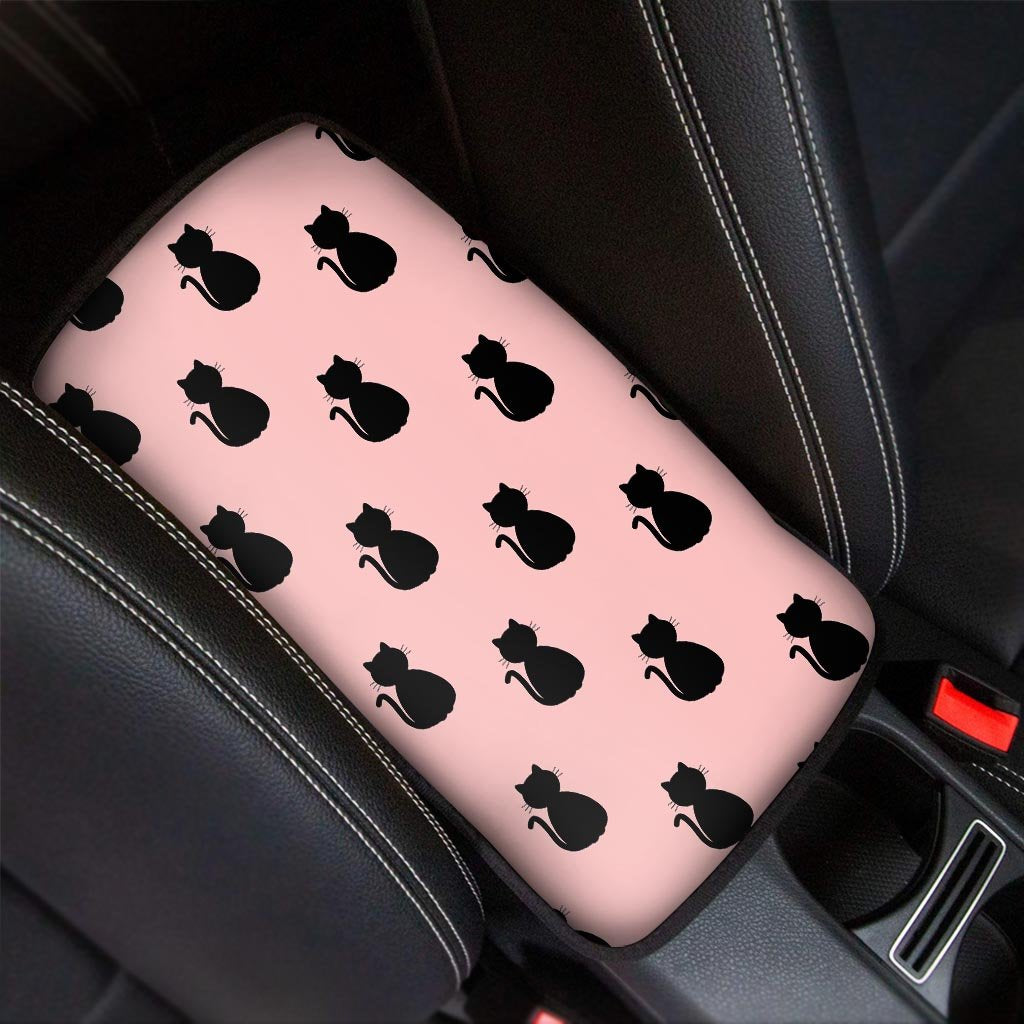 Pink Silhouette Cat Print Car Console Cover-grizzshop