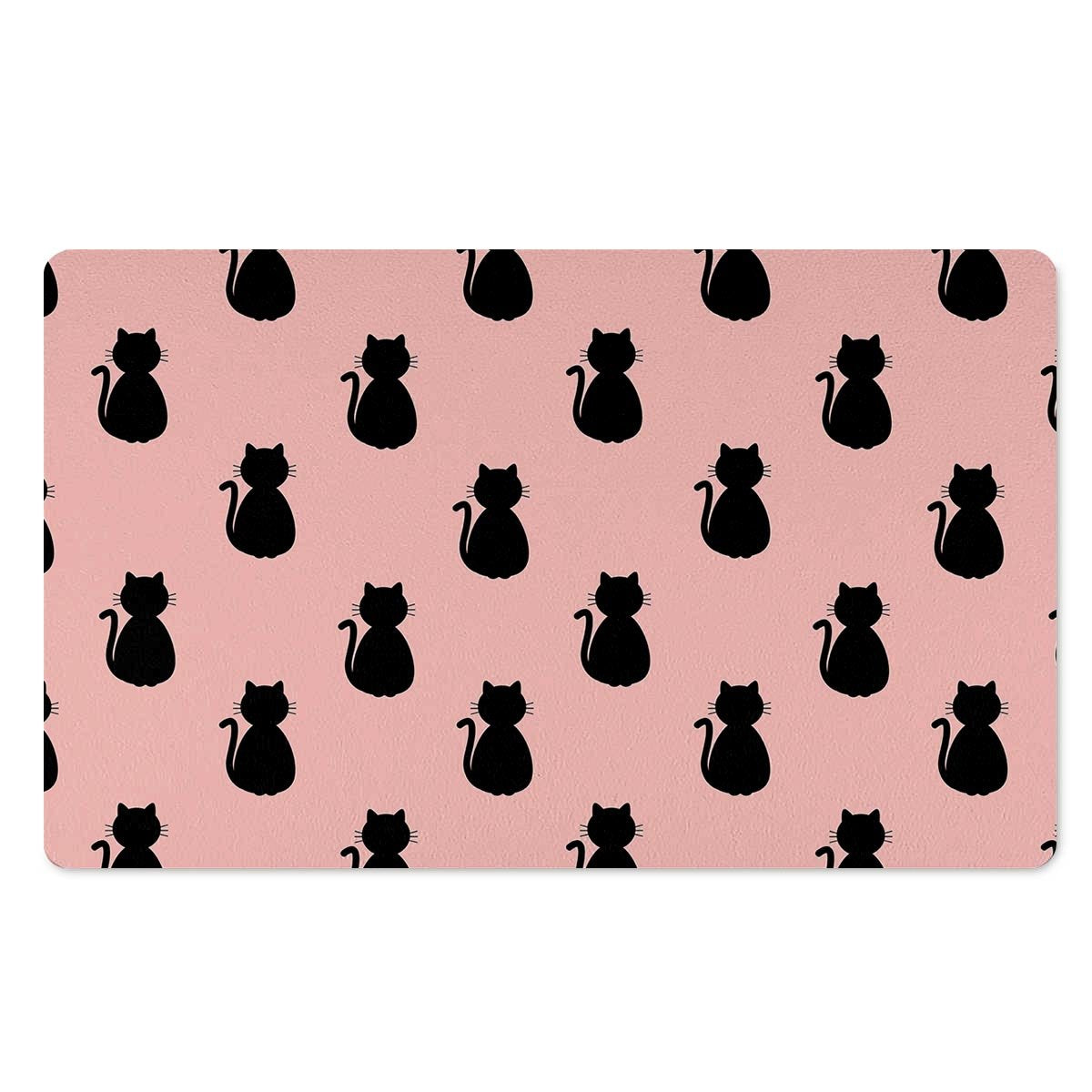 Pink Silhouette Cat Print Door Mat-grizzshop