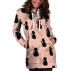 Pink Silhouette Cat Print Hoodie Dress-grizzshop