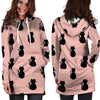 Pink Silhouette Cat Print Hoodie Dress-grizzshop