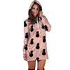 Pink Silhouette Cat Print Hoodie Dress-grizzshop