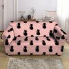 Pink Silhouette Cat Print Loveseat Cover-grizzshop