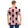 Pink Silhouette Cat Print Men T Shirt-grizzshop