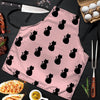 Pink Silhouette Cat Print Men's Apron-grizzshop