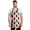 Pink Silhouette Cat Print Men's Apron-grizzshop