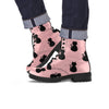 Pink Silhouette Cat Print Men's Boots-grizzshop