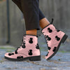 Pink Silhouette Cat Print Men's Boots-grizzshop