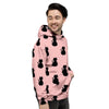 Pink Silhouette Cat Print Men's Hoodie-grizzshop