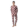 Pink Silhouette Cat Print Men's Pajamas-grizzshop