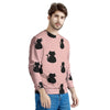 Pink Silhouette Cat Print Men's Sweatshirt-grizzshop