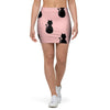 Pink Silhouette Cat Print Mini Skirt-grizzshop