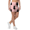 Pink Silhouette Cat Print Mini Skirt-grizzshop