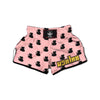 Pink Silhouette Cat Print Muay Thai Boxing Shorts-grizzshop