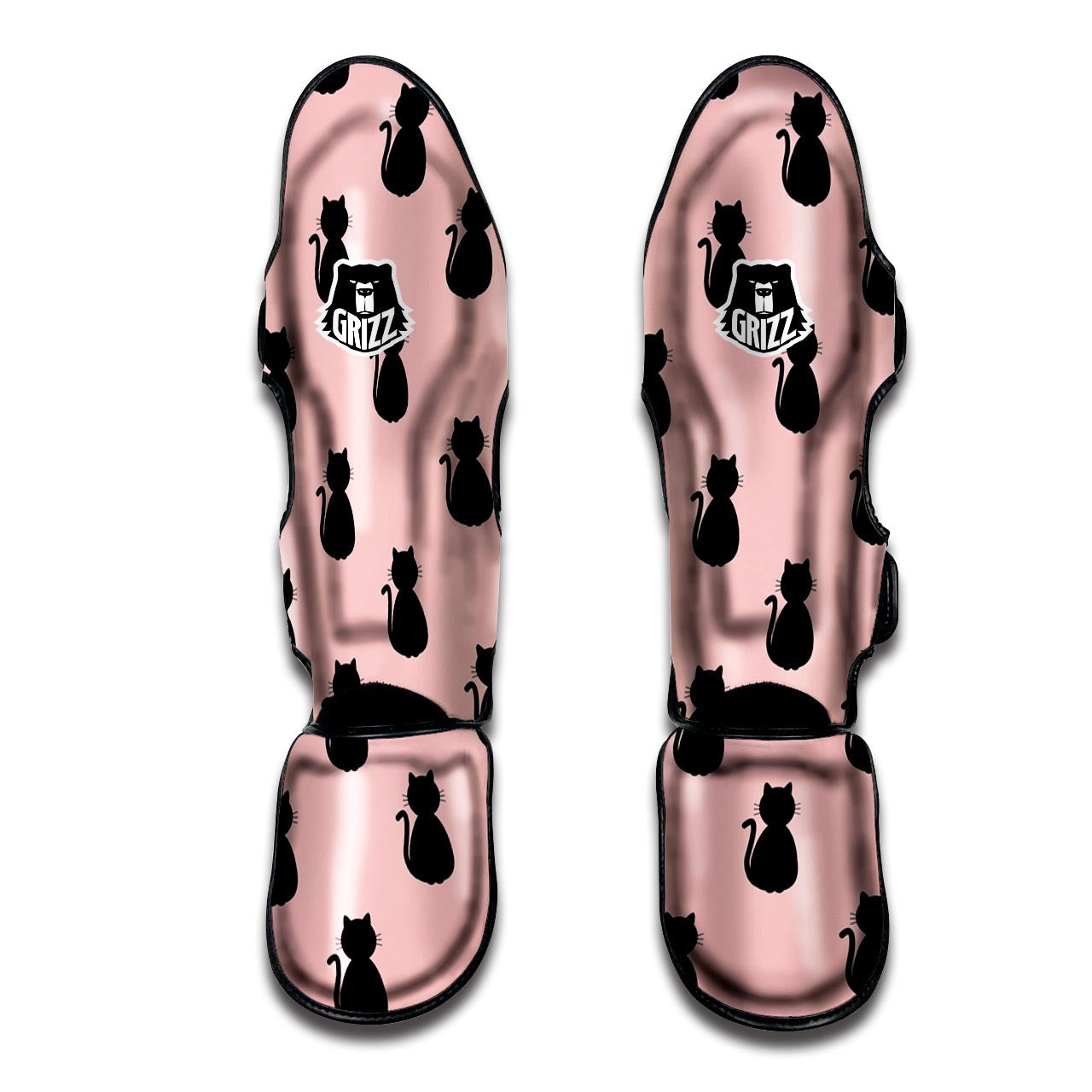 Pink Silhouette Cat Print Muay Thai Shin Guard-grizzshop