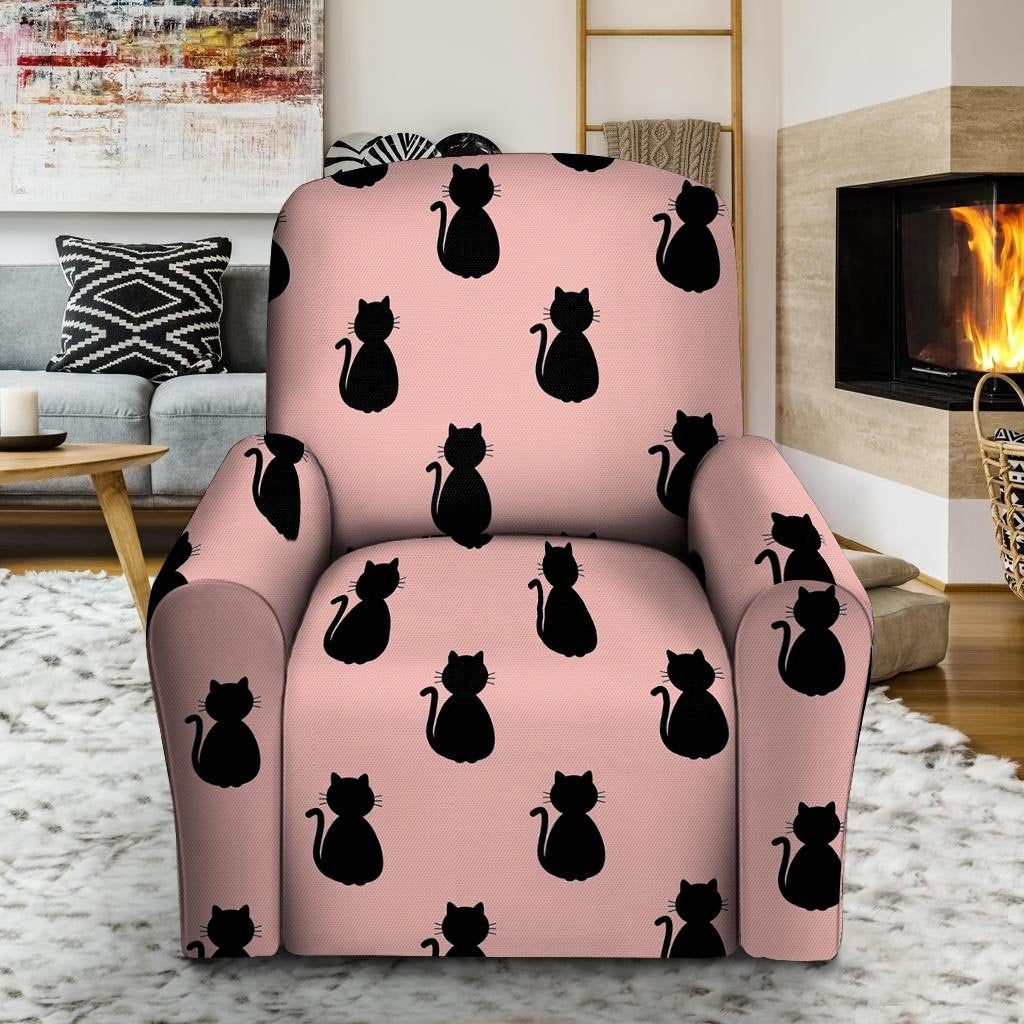 Pink Silhouette Cat Print Recliner Cover-grizzshop