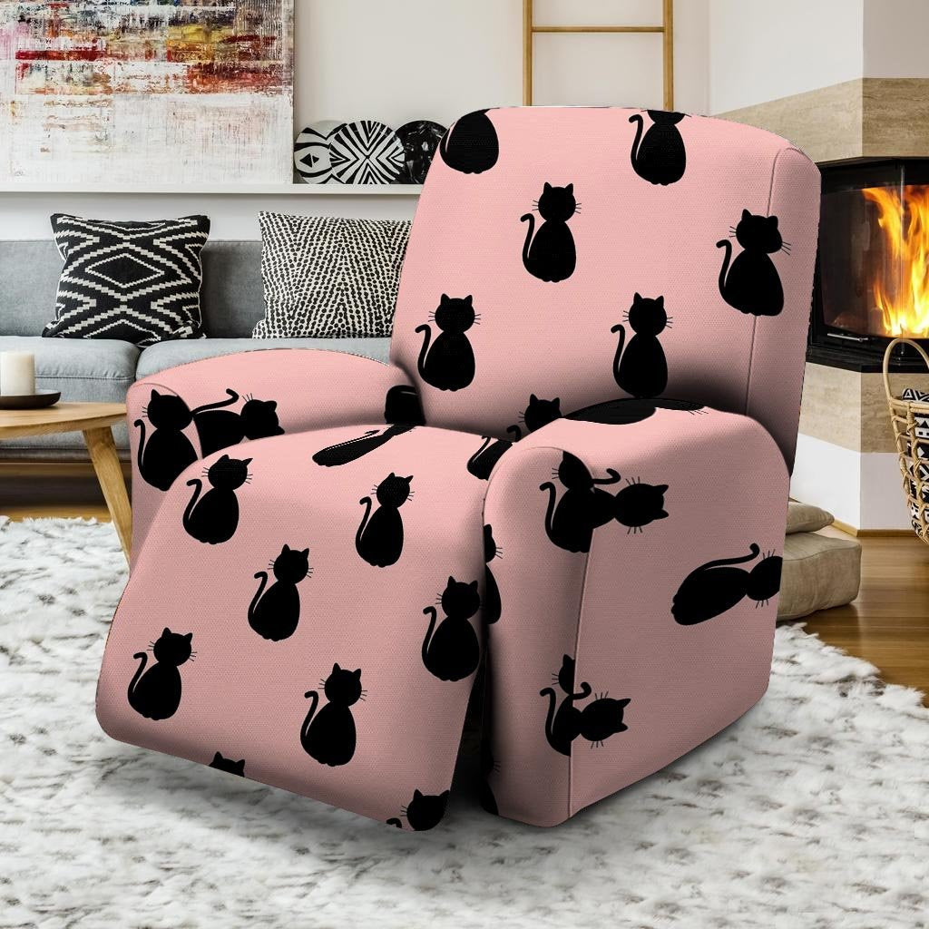 Pink Silhouette Cat Print Recliner Cover-grizzshop