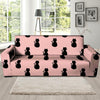 Pink Silhouette Cat Print Sofa Cover-grizzshop