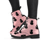 Pink Silhouette Cat Print Women's Boots-grizzshop