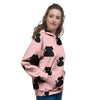 Pink Silhouette Cat Print Women's Hoodie-grizzshop