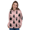 Pink Silhouette Cat Print Women's Hoodie-grizzshop