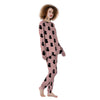 Pink Silhouette Cat Print Women's Pajamas-grizzshop