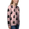 Pink Silhouette Cat Print Women's Sweatshirt-grizzshop