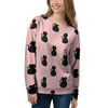 Pink Silhouette Cat Print Women's Sweatshirt-grizzshop