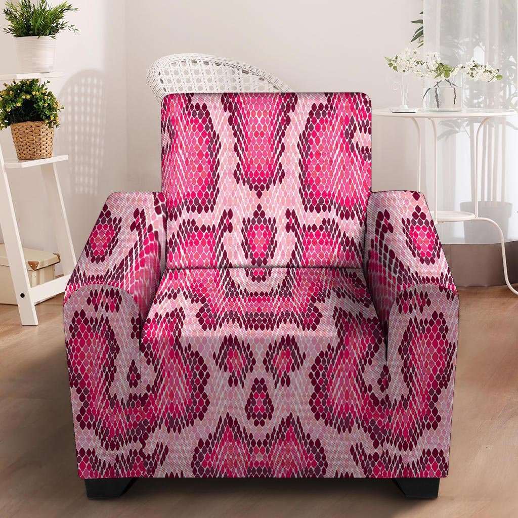 Pink Snakeskin Print Armchair Cover-grizzshop