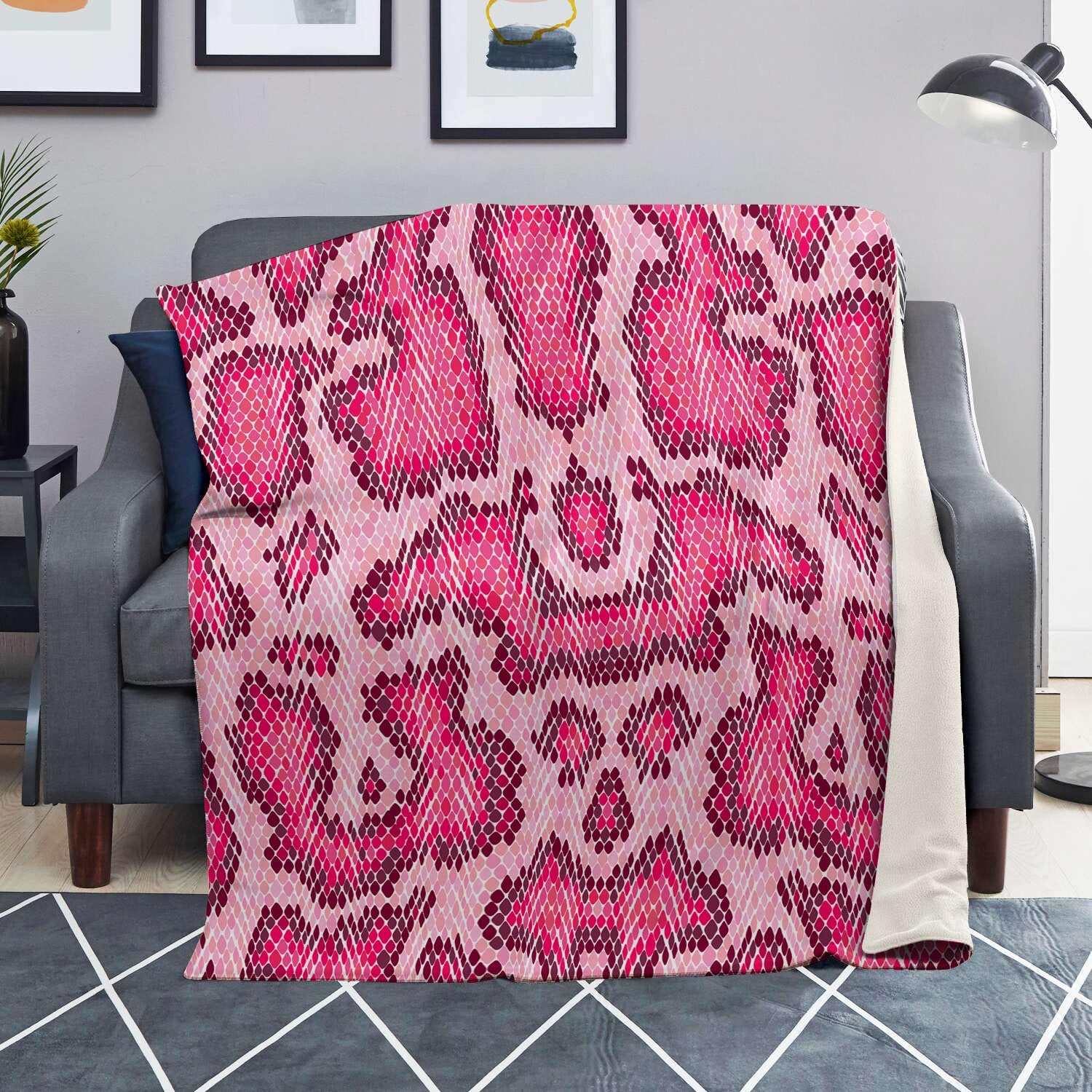 Pink Snakeskin Print Blanket-grizzshop