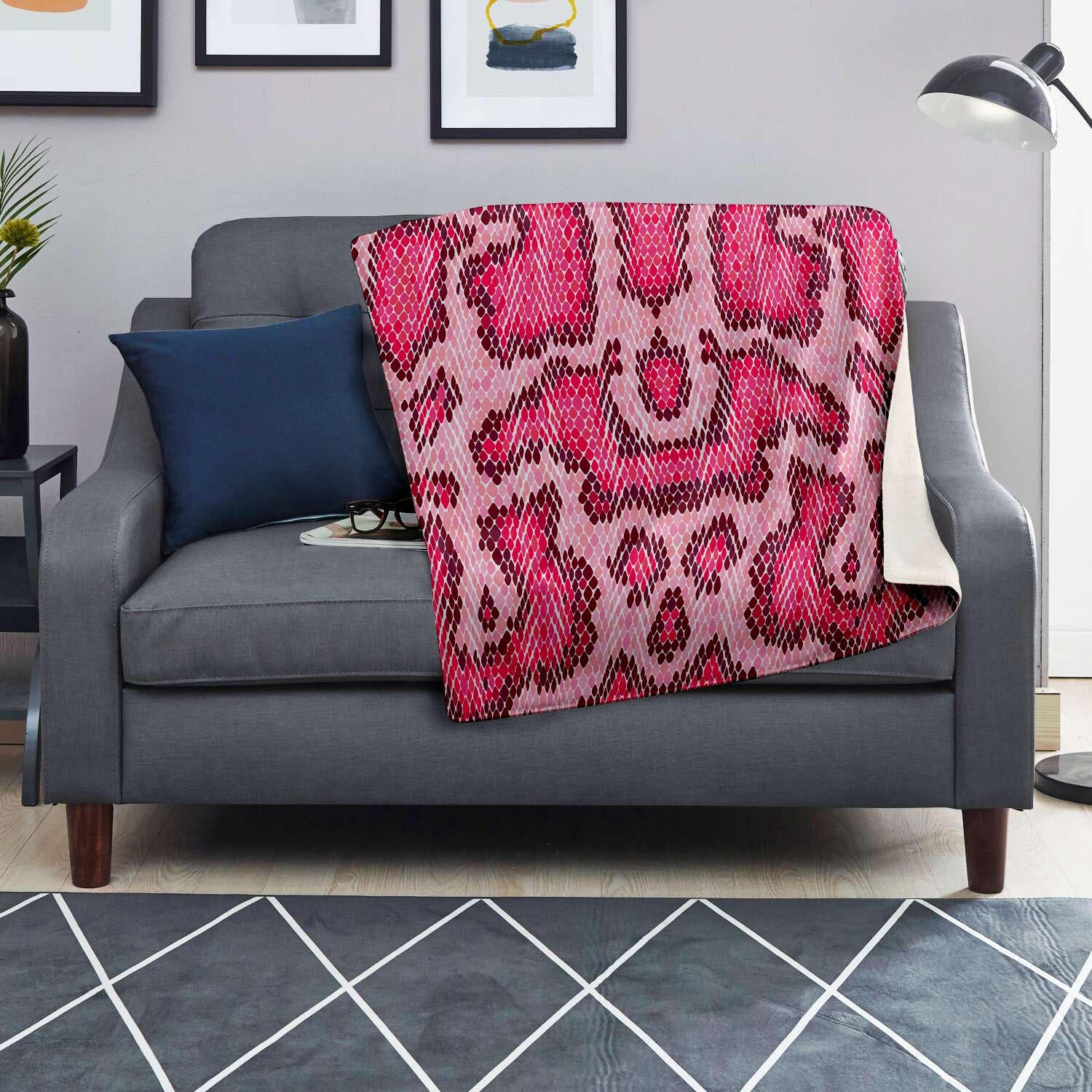 Pink Snakeskin Print Blanket-grizzshop