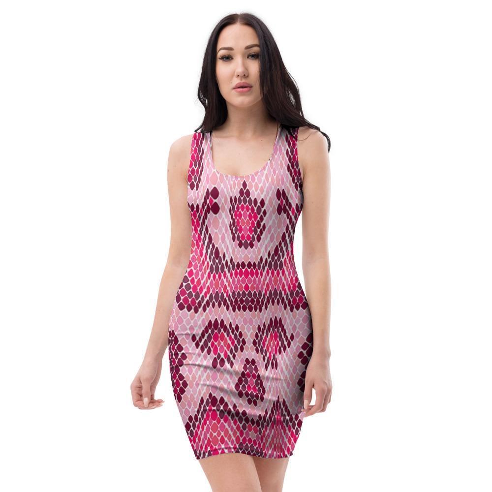 Pink Snakeskin Print Bodycon Dress-grizzshop