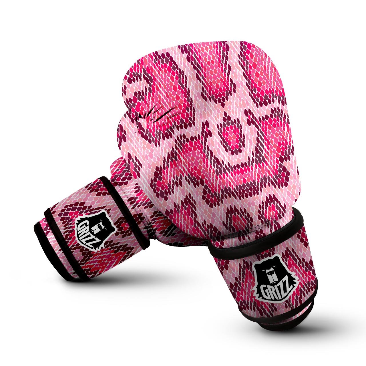 Pink Snakeskin Print Boxing Gloves-grizzshop