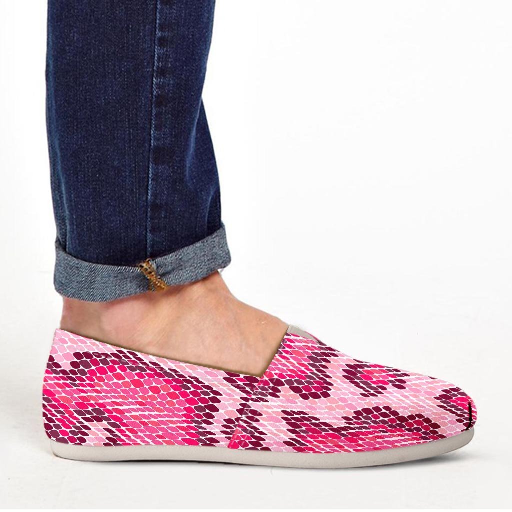 Pink Snakeskin Print Canvas Shoes-grizzshop