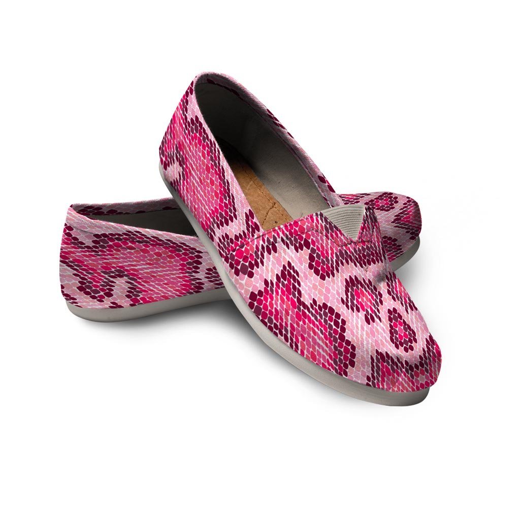 Pink Snakeskin Print Canvas Shoes-grizzshop