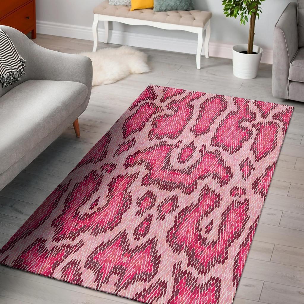 Pink Snakeskin Print Floor Mat-grizzshop