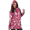 Pink Snakeskin Print Hoodie Dress-grizzshop