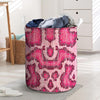 Pink Snakeskin Print Laundry Basket-grizzshop