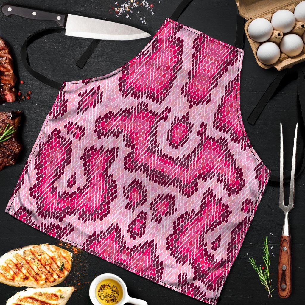 Pink Snakeskin Print Men's Apron-grizzshop