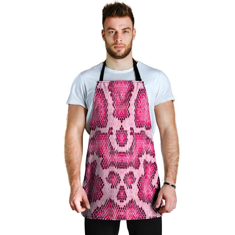 Pink Snakeskin Print Men's Apron-grizzshop