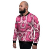 Pink Snakeskin Print Men's Bomber Jacket-grizzshop