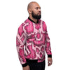 Pink Snakeskin Print Men's Bomber Jacket-grizzshop