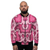 Pink Snakeskin Print Men's Bomber Jacket-grizzshop