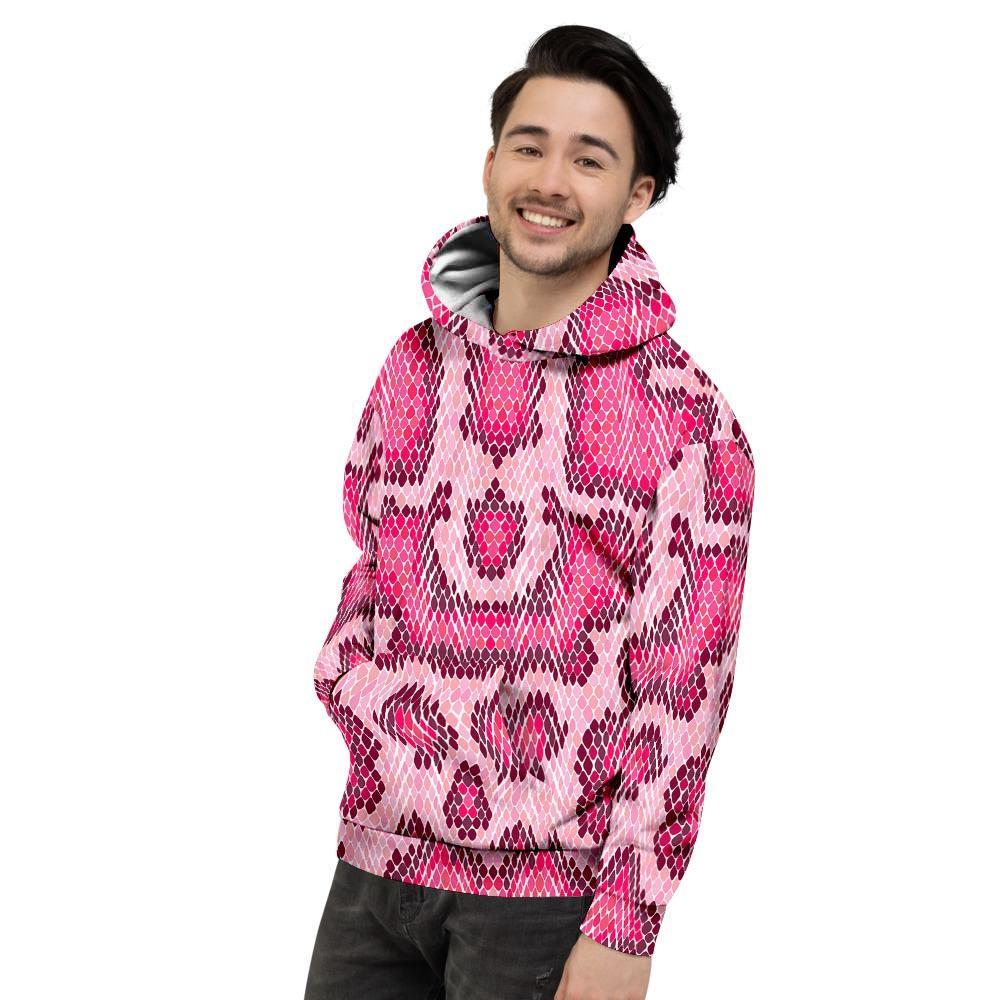 Pink Snakeskin Print Men's Hoodie-grizzshop
