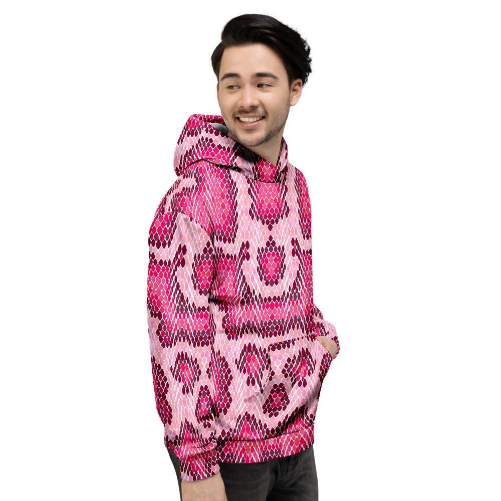 Pink Snakeskin Print Men's Hoodie-grizzshop