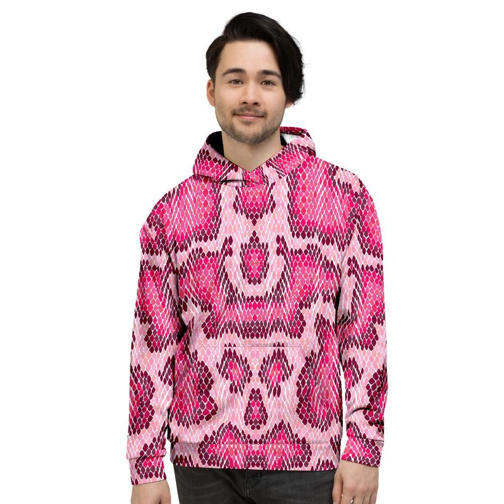 Pink Snakeskin Print Men's Hoodie-grizzshop