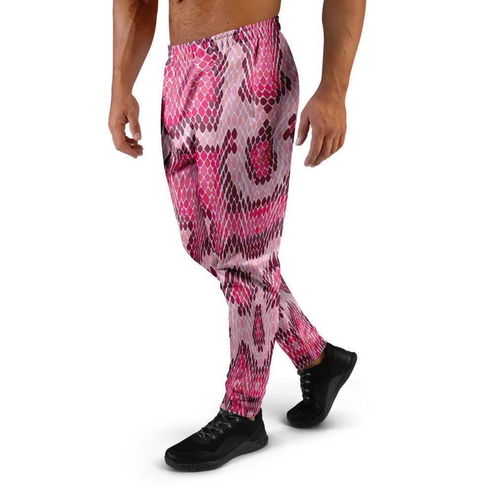Pink Snakeskin Print Men's Joggers-grizzshop