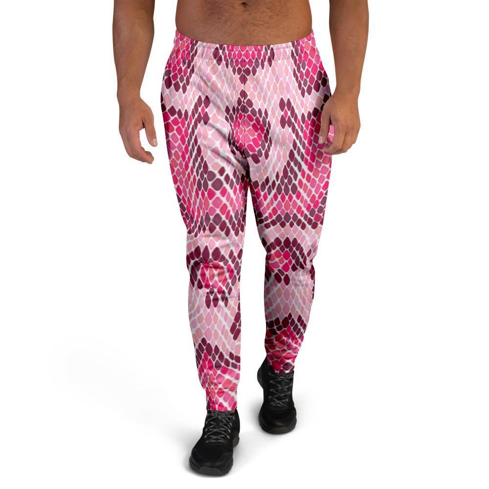 Pink Snakeskin Print Men's Joggers-grizzshop