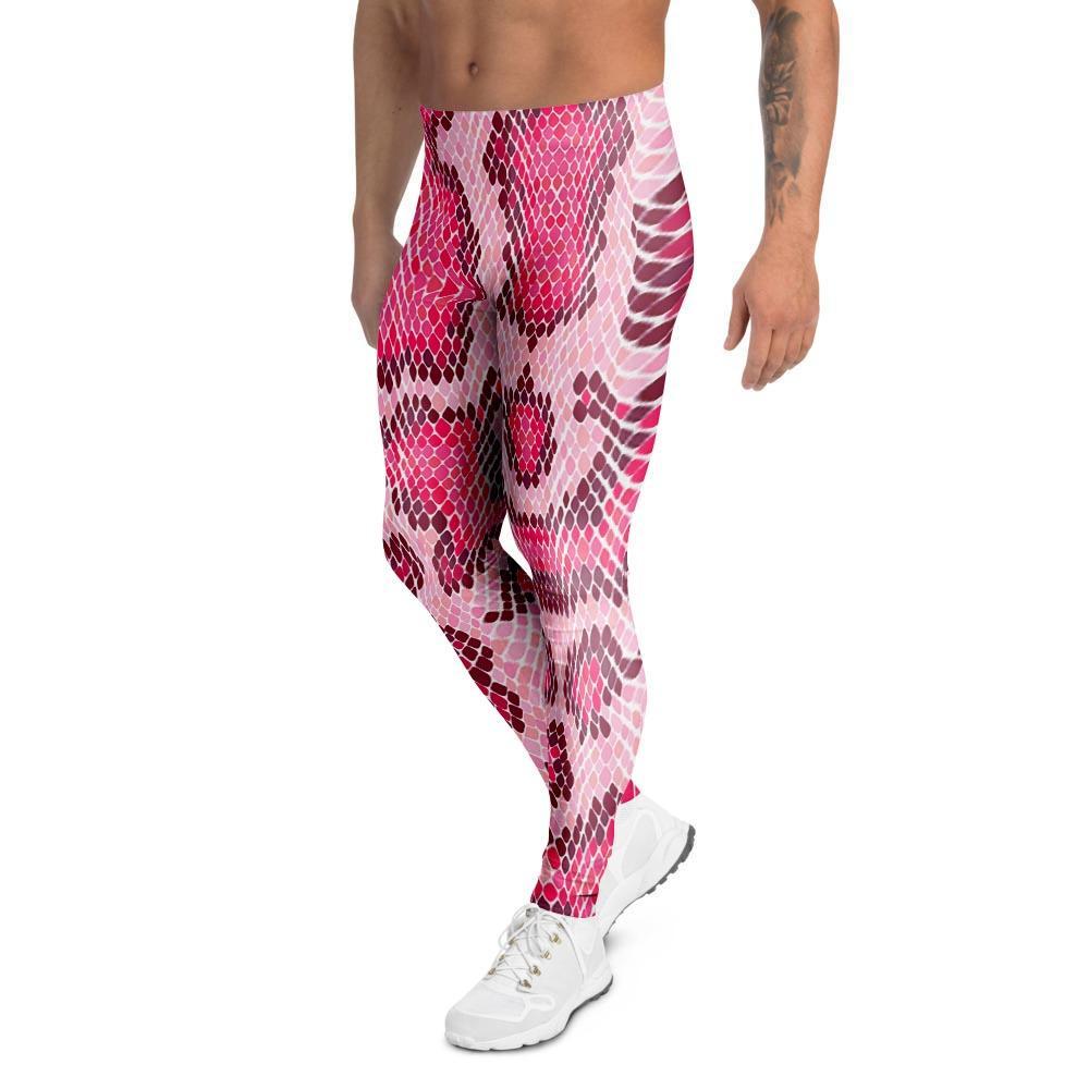 Pink Snakeskin Print Men's Leggings-grizzshop