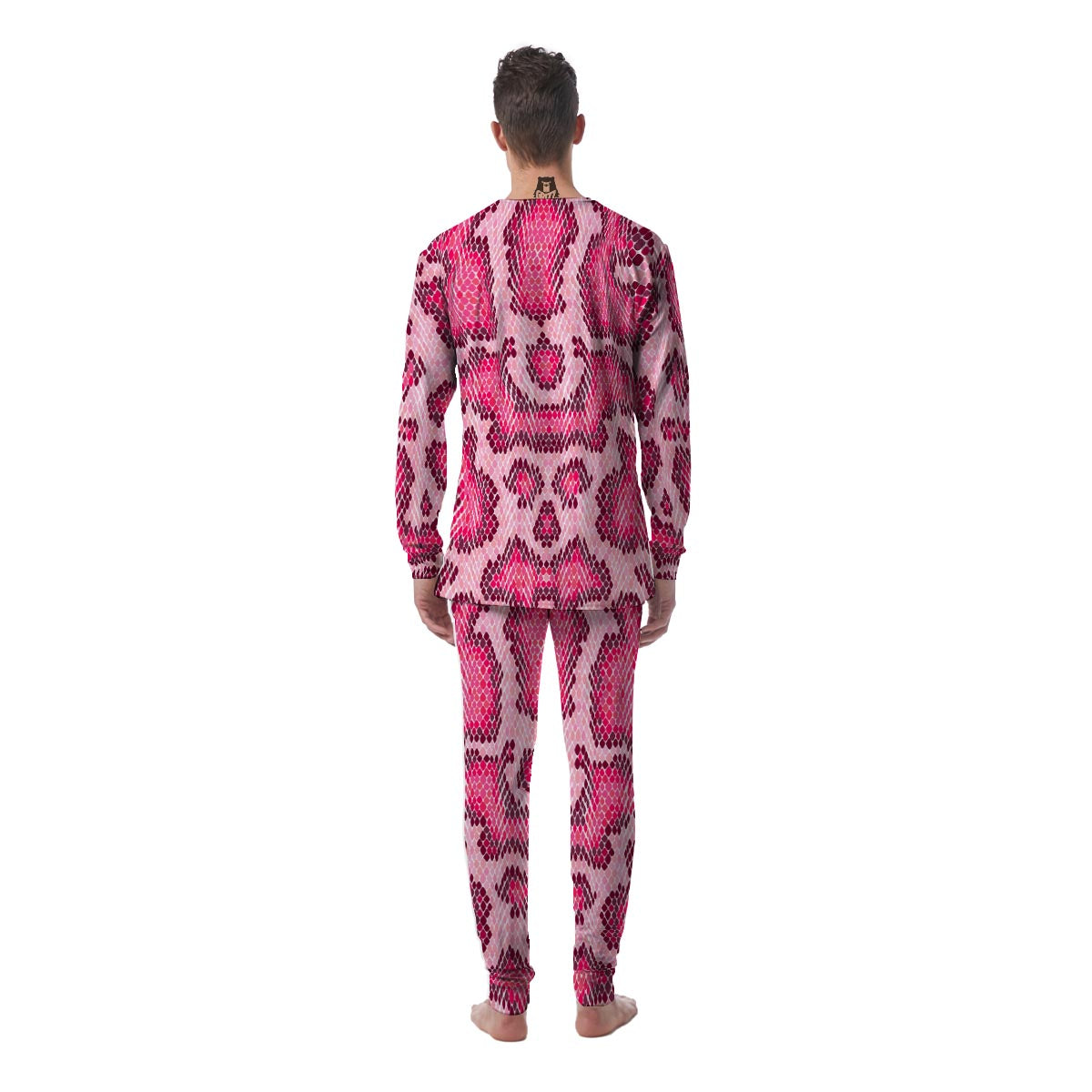 Pink Snakeskin Print Men's Pajamas-grizzshop