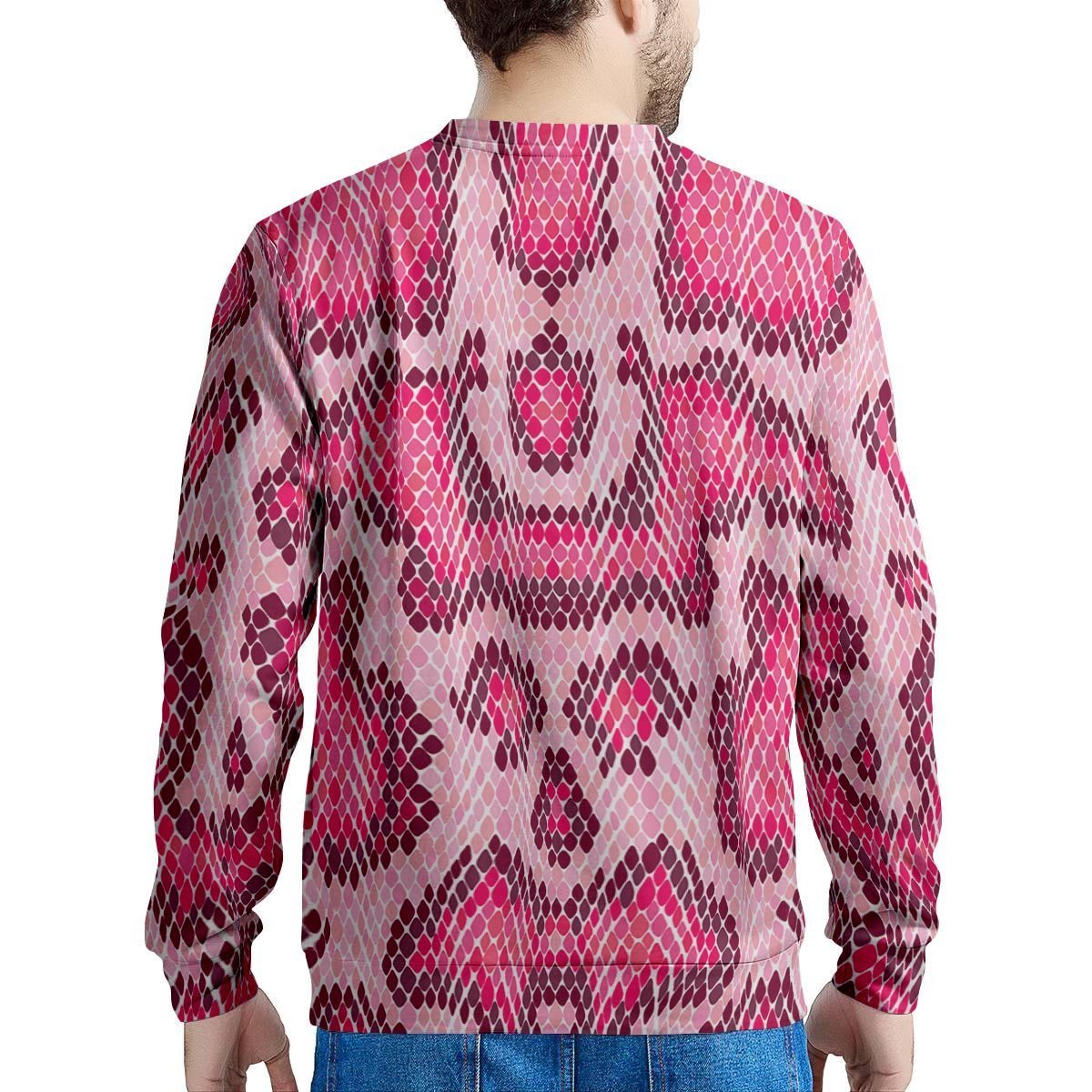 Pink Snakeskin Print Men's Sweatshirt-grizzshop